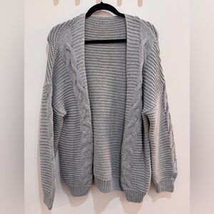 grey cardigan